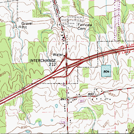Topographic Map of Interchange 212, OH