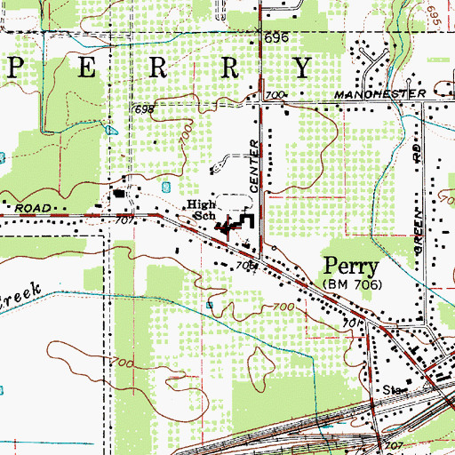 Topographic Map of Perry Middle School, OH