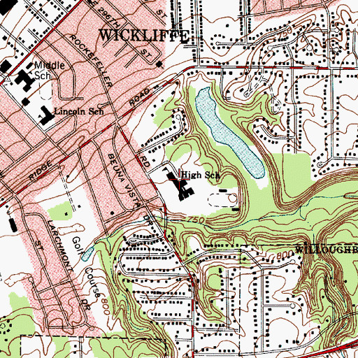 Topographic Map of Wickliffe High School, OH
