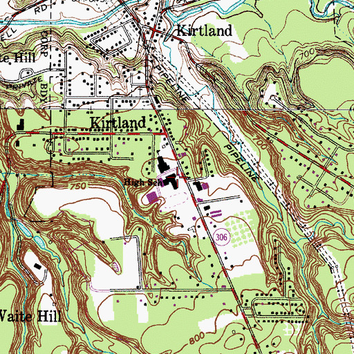 Topographic Map of Kirtland High School, OH
