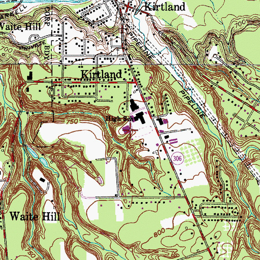 Topographic Map of Kirtland Middle School, OH
