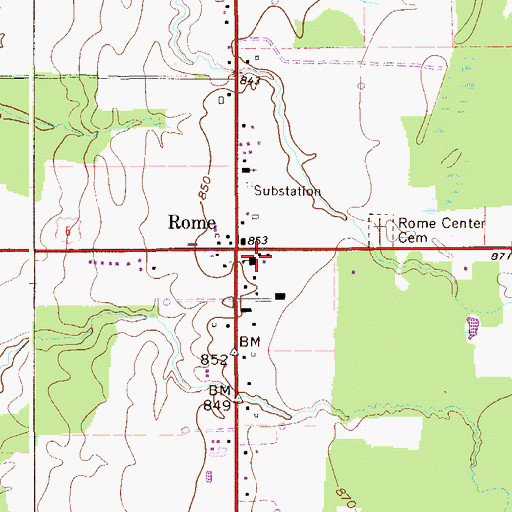 Topographic Map of Rome-Hartsgrove Elementary School, OH