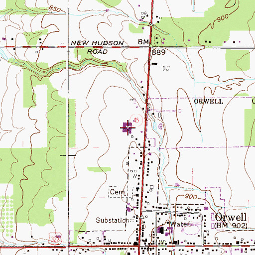 Topographic Map of Grand Valley Elementary School, OH