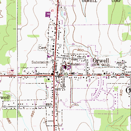 Topographic Map of Grand Valley High School, OH
