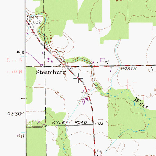 Topographic Map of Steamburg Church (historical), OH