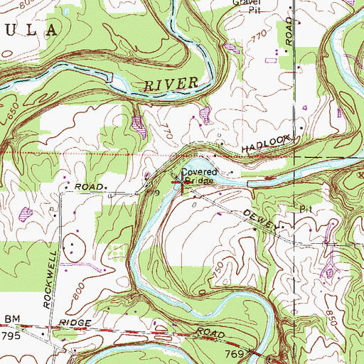 Topographic Map of Olin-Dewey Road Bridge, OH