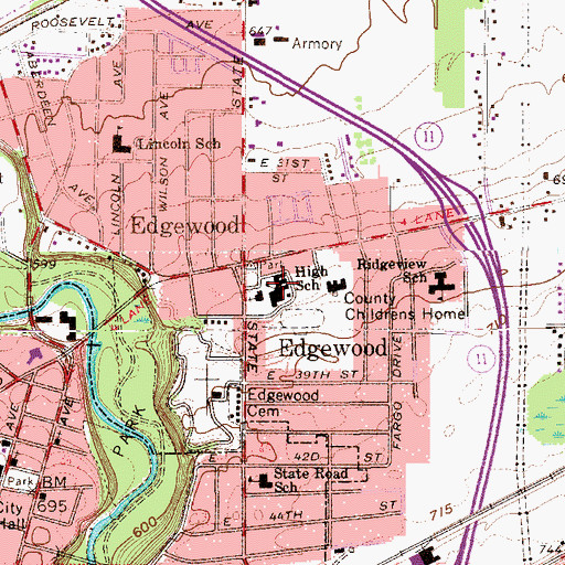 Topographic Map of Wallace H Braden Junior High School, OH