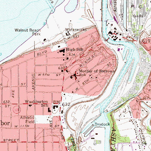 Topographic Map of Mother of Sorrows School, OH