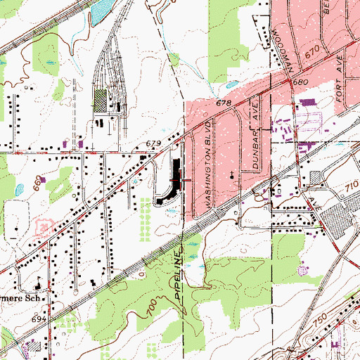 Topographic Map of Saybrook Plaza Shopping Center, OH