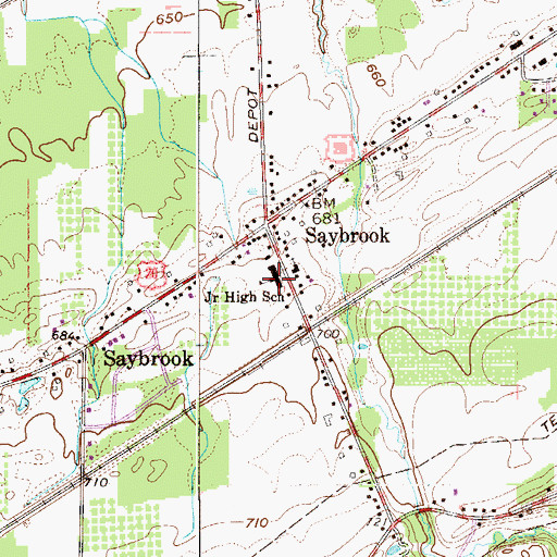 Topographic Map of Saybrook Elementary School, OH