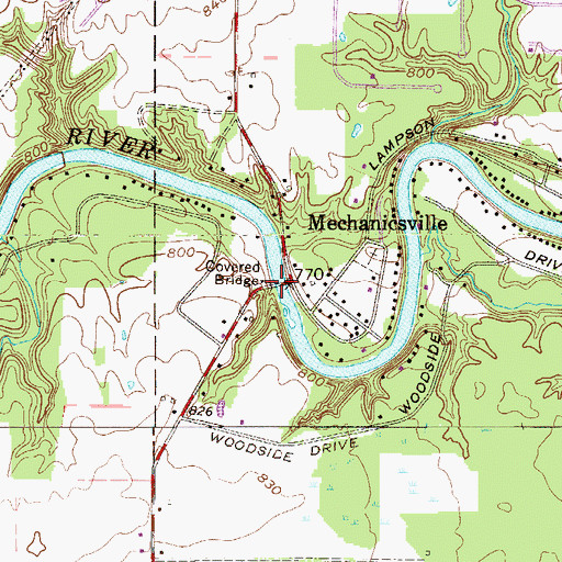 Topographic Map of Mechanicsville Bridge, OH