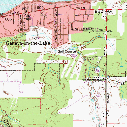 Topographic Map of Geneva-On-The-Lake Golf Course, OH