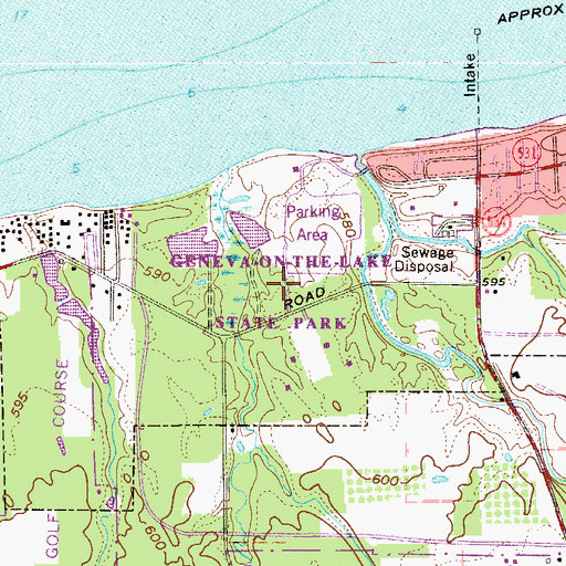 Topographic Map of Geneva-On-The-Lake State Park, OH