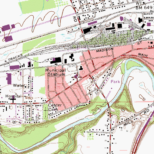 Topographic Map of West Main Elementary School, OH