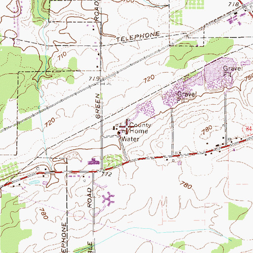Topographic Map of Ashtabula County Home, OH