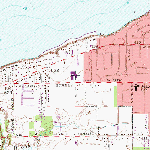 Topographic Map of Kent State University Ashtabula Campus, OH