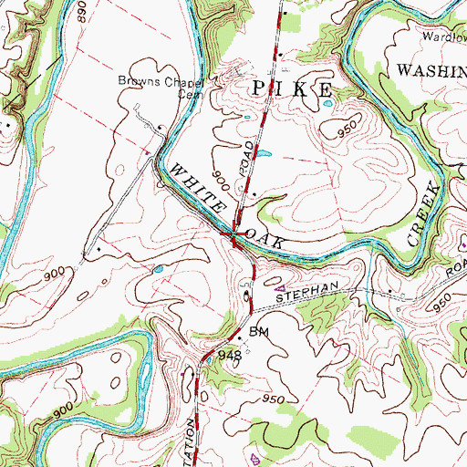 Topographic Map of Brown Bridge, OH