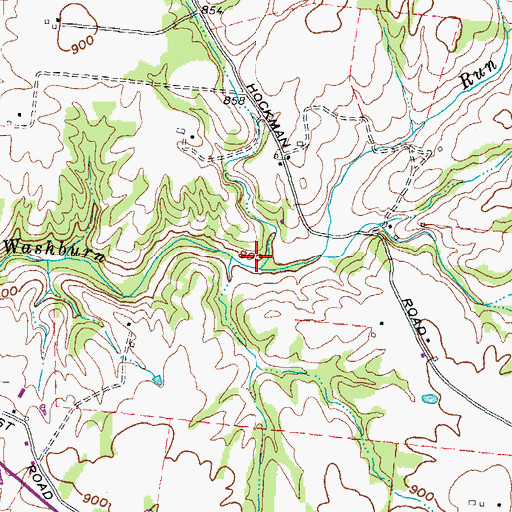 Topographic Map of Bull Run, OH