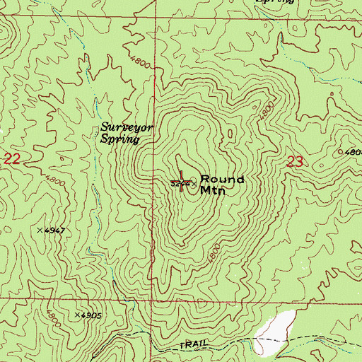 Topographic Map of Round Mountain, AZ