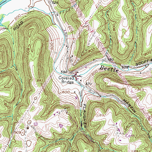 Topographic Map of Scofield Bridge, OH