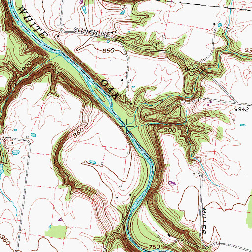 Topographic Map of Walnut Creek, OH