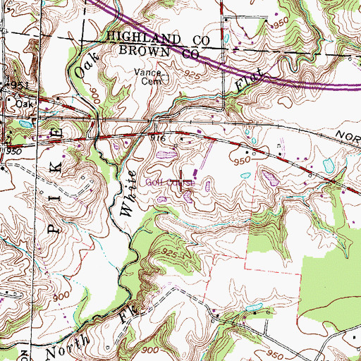 Topographic Map of White Oak Golf Course, OH