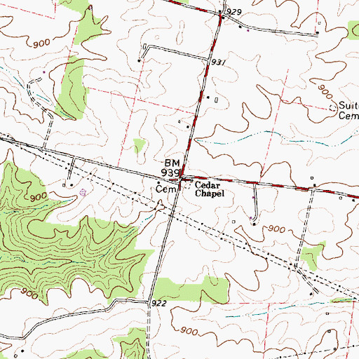 Topographic Map of Cedar Chapel School (historical), OH