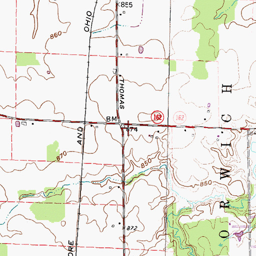 Topographic Map of Five Points School (historical), OH