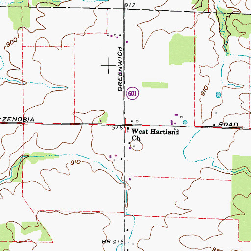 Topographic Map of West Hartland, OH
