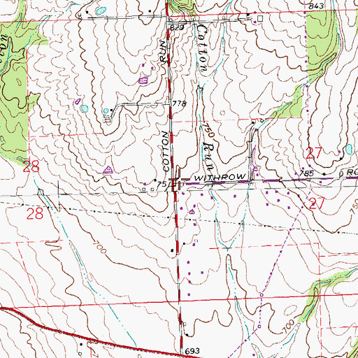 Topographic Map of Cotton Run School (historical), OH