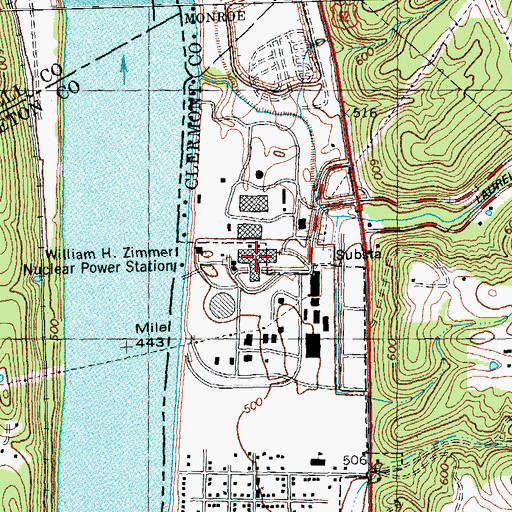 Topographic Map of William H Zimmer Nuclear Power Station, OH