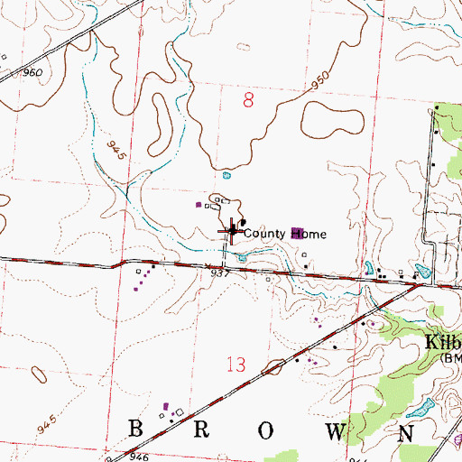 Topographic Map of Delaware County Home, OH