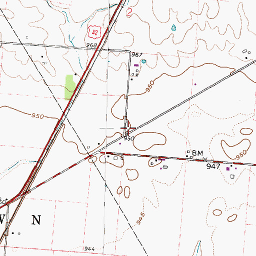 Topographic Map of Elm Valley School (historical), OH