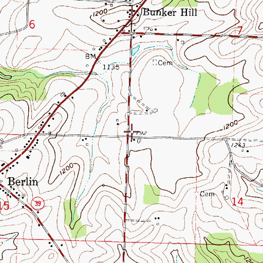 Topographic Map of South Bunker Hill School (historical), OH