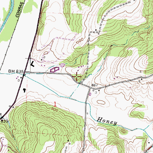 Topographic Map of Honey Run School (historical), OH
