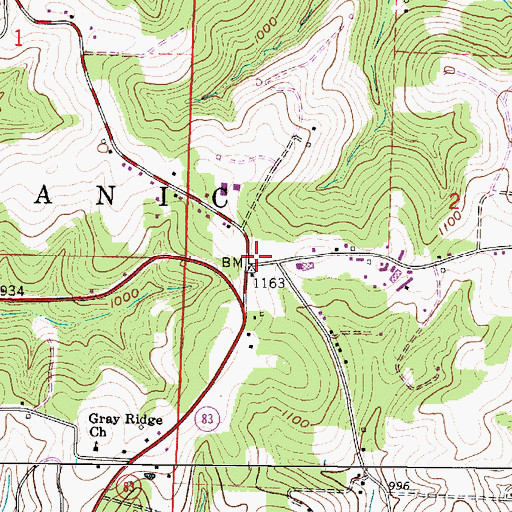 Topographic Map of Grade (historical), OH