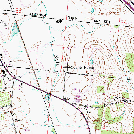 Topographic Map of Jackson County Home, OH