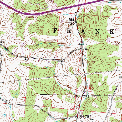 Topographic Map of Chestnut Grove School (historical), OH