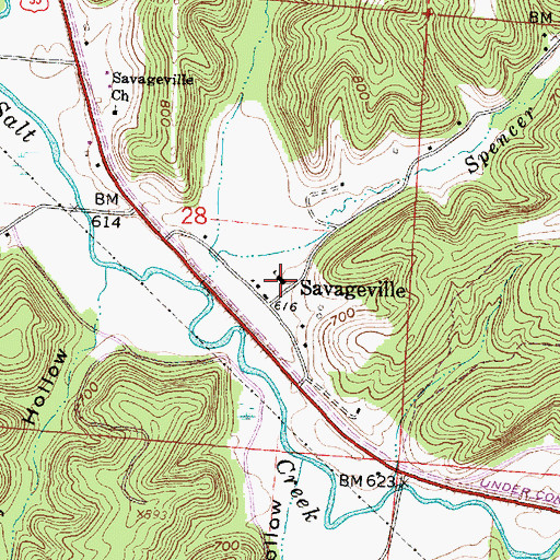 Topographic Map of Savageville School, OH