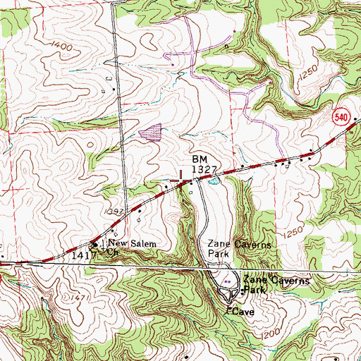Topographic Map of Smoky Row School (historical), OH