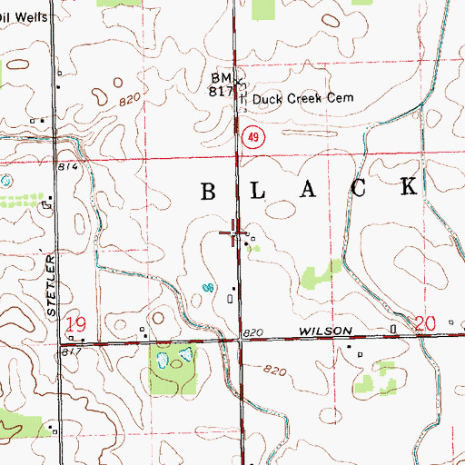 Topographic Map of Duck Creek School (historical), OH