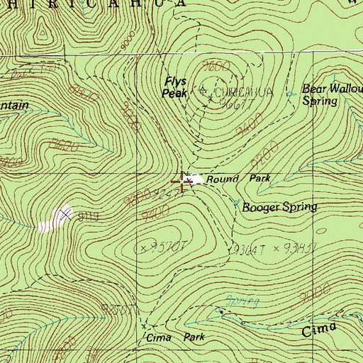 Topographic Map of Round Park, AZ