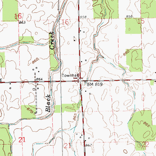 Topographic Map of Center School (historical), OH