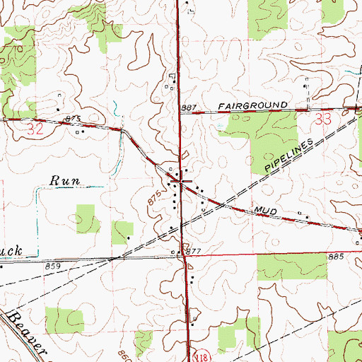 Topographic Map of Buck School (historical), OH