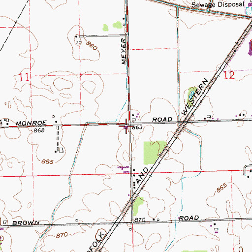 Topographic Map of McDaniels School (historical), OH