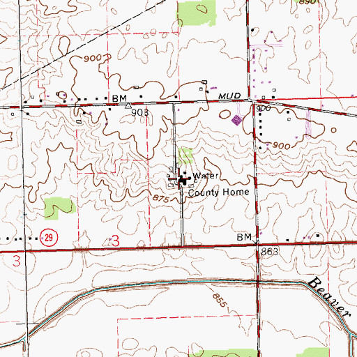 Topographic Map of Mercer County Home, OH