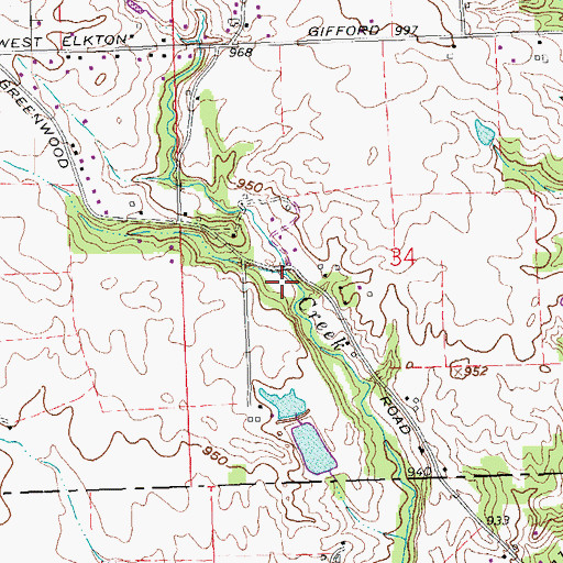 Topographic Map of Greenwood School (historical), OH