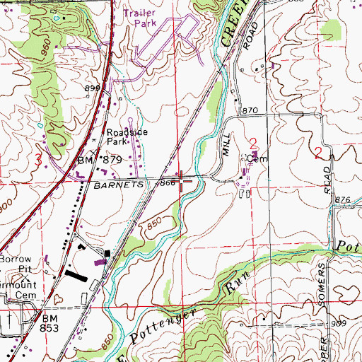 Topographic Map of Barnet School (historical), OH