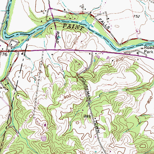 Topographic Map of Housemantown School (historical), OH