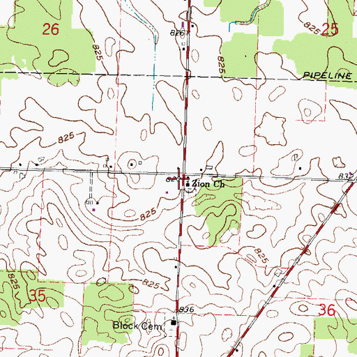 Topographic Map of Butz School (historical), OH